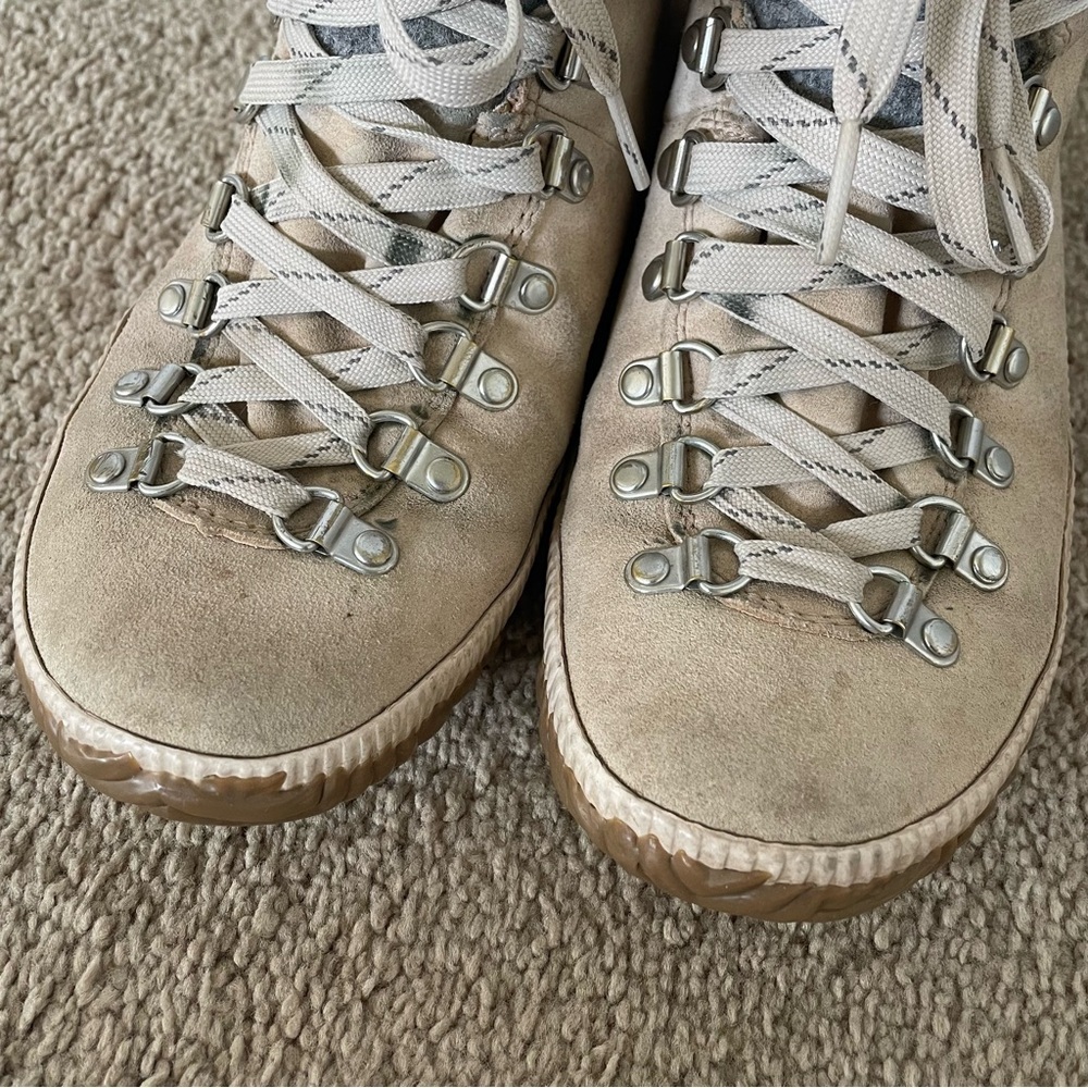 Sorel Out N About Beige Suede Women’s Lace-Up Ankle Boots 8 Waterproof Faux Fur - Picture 5 of 14